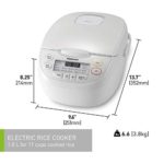 Panasonic 5 Cup (Uncooked) Rice Cooker with Pre-Programmed Cooking Options for Brown Rice, White Rice, and Porridge or Soup – 1.0 Liter – SR-CN108 (White)