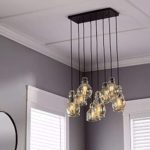 Linear Chandelier Centerpiece For Dining Rooms And Kitchen Areas | 24″ Long Light Fixture Provides Ample Lighting | Round Indoor Hanging Lamp Set Descends From Ceilings To Create Modern Farmhouse Feel