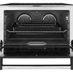 KitchenAid KCO255BM Dual Convection Countertop Toaster Oven, 12 preset cooking functions to roast, bake, fry meals, desserts, grill rack, baking pan, Digital display, non-stick interior, Matte Black