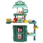 HONYAT Toy Cash Register Pretend Playset Shopping Toy, Supermarket Cash Register Kit with Credit Card and Food, Stored with Suitcase, Boys Girls Kids Toy for Toddlers Ages 3 4 5 6 7 8 9 10 Years