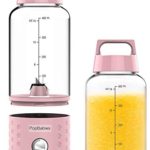 PopBabies Portable Personal Blender, Smoothie Blender for Shakes and Smoothies, USB Rechargeable Wireless Blender On the go Princess Pink