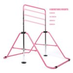 DOBESTS Kids Gymnastics Bar Adjustable Height Uneven Bars Gymnastics Equipment for Home Folding Kip Bars for 3-7 Years Old Children(Pink)