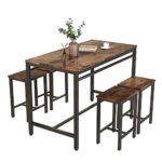 Recaceik 5 PCS Dining Table Set, Modern Kitchen Table and Chairs for 4, Wood Pub Bar Table Set Perfect for Breakfast Nook, Small Space Living Room(Brown)