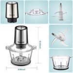 Food Chopper 8-Cup Electric Food Processor by Homeleader 2L Glass Bowl Blender Grinder for Meat Vegetables Fruits and Nuts 2-Speed Stainless Steel Motor and 4 Sharp Blades