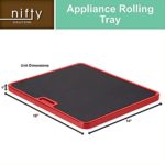 Nifty Large Appliance Rolling Tray – Red, Home Kitchen Counter Organizer, Integrated Rolling System, Non-Slip Pad Top for Coffee Maker, Stand Mixer, Blender, Toaster