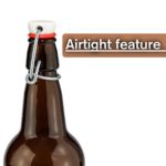Home Brewing Glass Beer Bottle with Easy Wire Swing Cap & Airtight Rubber Seal | Amber | 16oz | Case of 12 | by Chef’s Star