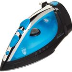 Sunbeam Steam Master 1400 Watt Mid-size Anti-Drip Non-Stick Soleplate Iron with Variable Steam control and 8′ Retractable Cord, Black/Blue, GCSBCL-202-000