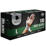 1000 Gorilla Supply Heavy Duty Vinyl Gloves Large 10 of 100 Powder Free 4mil Disposable