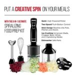 Chefman Electric Spiralizer & Immersion Blender/Vegetable Slicer 6-IN-1 Food Prep Combo Kit, Includes 3 Spiralizing Blade Attachments, Zoodle Maker; Grate, Ribbon, Spiral, Blend, Chop, and Puree,Black