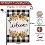 LARMOY Sunflower Welcome Summer House Flag for Outdoor,28×40 Double Sided Black and White Buffalo Plaid with Sunflowers,Large Decorative Yard Flags for All Seasons,Seasonal Farmhouse Outside Decor