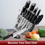 Knife Set for Kitchen, ACOQOOS Chef Knife Set 18 PCS, Kitchen Knife Set with Block. Acrylic Stand, Scissors, Peeler and Knife Sharpener, Stainless Steel Knives with Serrated Steak Knives