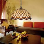 Warriors Tiffany-Style Chandelier,Retro Adjustable Ceiling Light 18″ Wide Lampshade Stained Glass Hanging Lamp-Dining Room Kitchen Counter Lighting Fixtures 3 Lights-Color Tiffany 46x22cm(18x9inch)