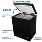 5.0 Cubic Feet Chest Freezer with Removable Basket, from 6.8? to -4? Free Standing Compact Fridge Freezer for Home/Kitchen/Office/Bar BLACK