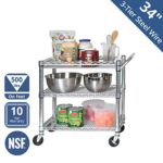 Seville Classics 3-Tier UltraDurable Commerical-Grade Heavy-Duty NSF-Certified Service Utility Storage Cart, 33.75″ W, Chrome