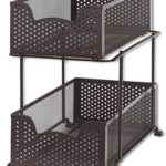 SimpleHouseware 2 Tier Sliding Cabinet Basket Organizer Drawer, Bronze