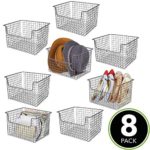 mDesign Farmhouse Decor Metal Storage Organizer Basket – Vintage Grid Style for Organizing Closets, Shelves, Cabinets in Bedrooms, Bathrooms, Entryways, Hallways – 12″ Wide, 8 Pack – Graphite Gray
