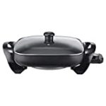 Brentwood SK-65 12″ Black Non-Stick Electric Skillet With Glass Lid
