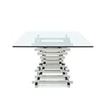 Limari Home The Penrod Collection Modern Chrome Stainless Steel Metal Tiered Base & Smoked Tempered Glass Kitchen Dining Room Table, Chrome