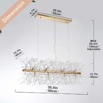 Trongee 35.5″Crystal Chandelier, LED Firework Pendant Light Fixtures, Gold Modern Hanging Lamp for Kitchen Island Dining Room Foyer Living Room Bedroom Restaurant Store