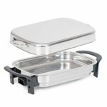 Precise Heat 16-Inch Electric Skillet – Rectangular Stainless Steel Pan with Handles and Lid Cover