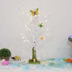 Vanthylit Pre-lit 2FT Birch Tree Light with Timer Green Centerpiece Decoration Tabletop Tree for Indoor Home Wedding Holiday Decor
