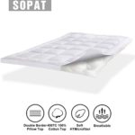 SOPAT Extra Thick Mattress Topper (Queen),Cooling Mattress Pad Cover,Pillow Top Construction (8-21Inch Deep Pocket),Double Border,Down Alternative Fill,Breathable