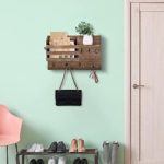 Wooden Mail and Key Holder for Wall Decorative, Rustic Wall Mounted Mail Organizer with 8 Key Hooks and 1 Mail Sorter, Rustic Wood Mail Sorter Key Holder, Home Decor and Storage for Entryway, Hallway