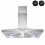 AKDY 30″ Wall Mount Range Hood in Stainless Steel with LEDs, Push Control and Carbon Filters
