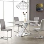 Global Furniture USA White & Grey Dining Table, Marble