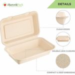 Harvest Pack 9 X 6″ Disposable Single Compartment Clamshell – Eco Containers Togo Food Microwavable Hinged Container Boxes – Restaurant Carryout Lunch Meal Takeout Storage Food Service [50 Count]