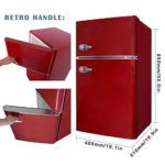 3.2 CU. FT. Compact Refrigerator – 2 Door Mini Fridge Chiller and Freezer Compartment with Removable Glass Shelves – Small Drink Food Storage Cooler for Office, Dorm, Apartment, Bedroom (red)