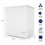 Northair Chest Freezer – 5 Cu Ft with 3 Removable Baskets – Reach In Freezer Chest – Quiet Compact Freezer – 7 Temperature Settings – White