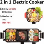 Electric Skillet for Smokeless – Hot Pot Grill Nonstick Indoor Barbecue, 2200W 3 in 1 Large Capacity 5 Speed Fire Adjustment – Pan for 2-12 People Gatherings – Indoor Ourdoor Large Capacity