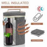 2 Bottle Insulated Wine Tote Bag, Wine Carrier Travel Padded Cooler Bag with Shoulder Strap & Corkscrew Opener, Perfect Wine Lover’s Gift, Great for Picnics Grey