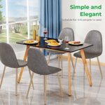GreenForest Dining Table Modern Kitchen Table Rectangular Top with Solid Wood Legs 47.2” x 27.6”x 30”, Black