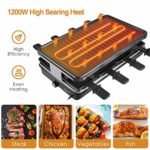 AONI Raclette Table Grill, Electric Korean BBQ Grill Indoor Cheese Raclette for 8 Person, Removable Non-Stick Surface, Temperature Control & Dishwasher Safe, 1200W