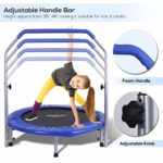 SereneLife Portable & Foldable Trampoline – 40″ in-Home Mini Rebounder with Adjustable Handrail, Fitness Body Exercise – SLSPT409, Blue