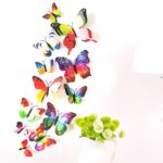 12 PCS 3D Removable Sticker Mural Stickers Butterfly Wall Decal Sticker DIY 4 Sizes Butterfly Wall Stickers Decor for Home and Room Decoration Kids Girls Teens (B)