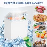 WATOOR 3.5 Cu.ft Chest Freezer Small Deep Freezer Mini Outdoor Chest Freezers Upright with 2 Removable Baskets 7 Temperature Settings White