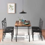 VECELO Dining Room Table Set with 4 Chairs Ideal for Home Kitchen Dinette Breakfast Nook, Black