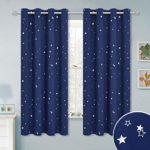 RYB HOME Kids Blackout Curtains – Grommet Curtains for Children’s Bedroom Star Curtains Privacy Window Treatment Drapes for Baby Nursery Bedroom, Navy Blue, 52 x 63 per Panel, Set of 2