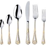 Italian Collection ‘Seashell’ 75-P? Premium Flatware Set w/Wooden Storage Case, Dining Cutlery Service for 12, 24K Gold plated 18/10 Stainless Steel Hostess Serving Set in a Chest