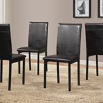 Roundhill Furniture 5 Piece Citico Metal Dinette Set with Laminated Faux Marble Top – Black