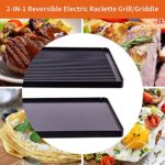 Raclette Table Grill Electric Indoor Grill Griddle Korean Bbq Smokeless Cheese Raclette Nonstick Reversible 2-In-1 Dishwasher Safe with 8 Paddles 8 Spatulas 1400W for 8 Person Hiteclife