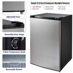 Smad 3.0 Cu.ft Upright Freezer with Reversible Single Door Compact Small Freezer for Office Dorm Apartment, with Removable Basket, Stainless Steel