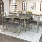 Merax 6 Piece Dining Table Set, Wood Kitchen Table Set Dining Room Table and Chairs with Bench