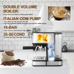 Gevi Espresso Machines 15 Bar with Milk Frother Wand Expresso Coffee Machine for Cappuccino, Latte, Mocha, Machiato, 1.5L Removable Water Tank, Double Temperature Control System, 1100W, Black
