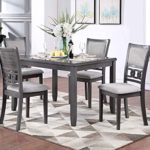 New Classic Furniture Gia 5-Piece Dining Table with Four Chairs, 48-Inch, Gray, Set