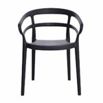 Amazon Basics Dark Grey, Curved Back Dining Chair-Set of 2, Premium Plastic