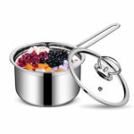 TYUXINSD Durable Stainless Steel Pot with Lid, a Small Sauce That Can Be Cooked in The Home Kitchen Restaurant, Easy to Clean, Can Be Washed in The Dishwasher